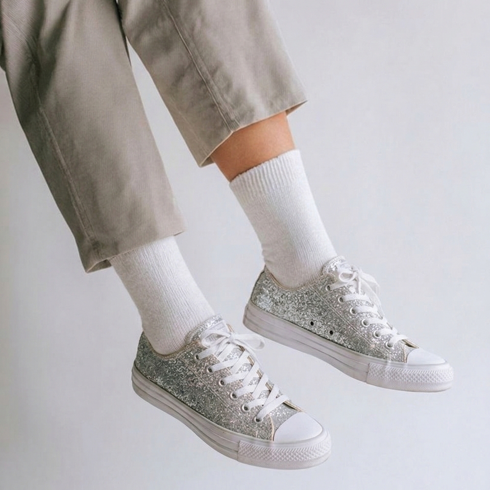 Converse Sparkling Silver Sneakers